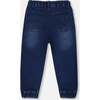 French Terry Denim Jogger Pant, Dark Denim Blue - Pants - 3