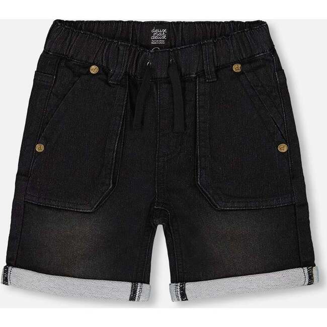 French Terry Denim Short, Black Jeans