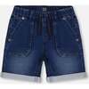 French Terry Denim Short, Dark Denim Blue - Shorts - 1 - thumbnail