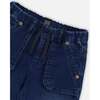 French Terry Denim Jogger Pant, Dark Denim Blue - Pants - 4