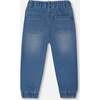 French Terry Denim Jogger Pant, Denim Blue - Pants - 3