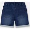 French Terry Denim Short, Dark Denim Blue - Shorts - 4