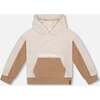 French Terry Color Block Pullover Hoodie Sweatshirt, Beige And Off-White - Sweatshirts - 1 - thumbnail