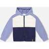 French Terry Color Block Full Zip Hoodie Sweatshirt, Blue, Navy And Cream - Sweatshirts - 1 - thumbnail