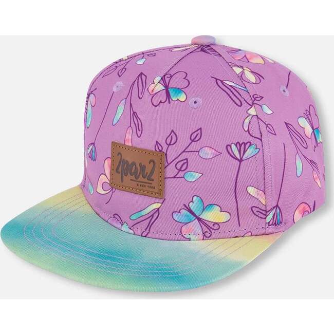 Cap, Old Mauve And Multicolored Butterflies