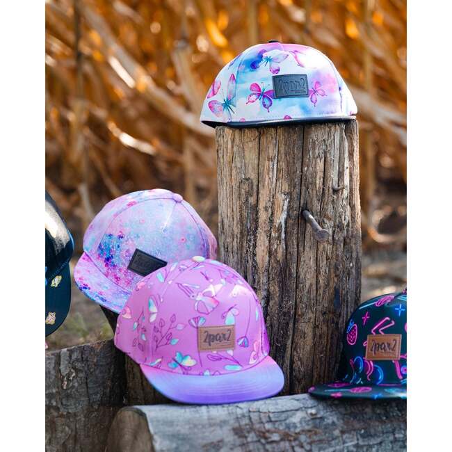 Cap, Old Mauve And Multicolored Butterflies - Hats - 2