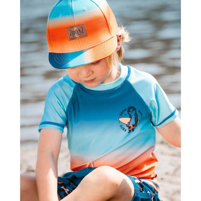 Cap, Navy Blue, Turquoise, And Orange - Hats - 3