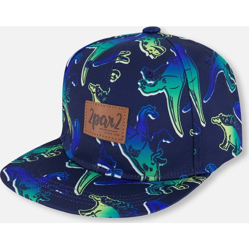 Cap, Blue And Green Dino On Navy - Hats - 1