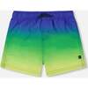 Boys Swim Trunks, Blue/Lime Gradient - Swim Trunks - 1 - thumbnail