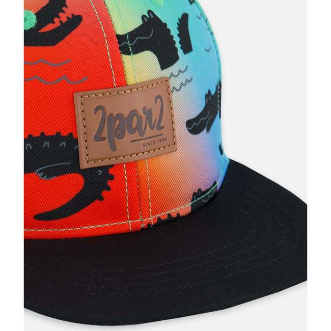 Cap, Black And Multicolored Crocodiles - Hats - 4