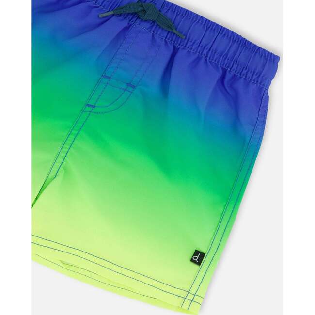 Boys Swim Trunks, Blue/Lime Gradient - Swim Trunks - 5