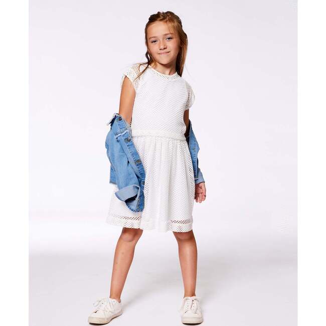 Bi-Material Mesh And Organic Cotton Dress, Snow White - Dresses - 2