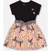 Bi-Material Dress With Skirt, Black, Pink, And Butterflies - Dresses - 1 - thumbnail