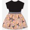 Bi-Material Dress With Skirt, Black, Pink, And Butterflies - Dresses - 3