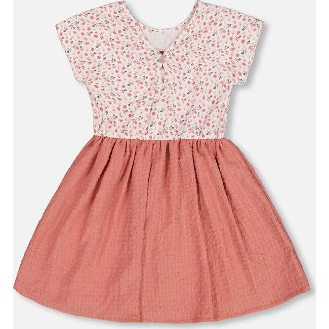 Bi-Material Dress With Top, Small Flowers And Pink - Dresses - 3