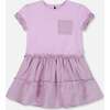 Bi-Material Dress With Ruffle Gingham Skirt, Lilac And White - Dresses - 1 - thumbnail