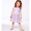 Bi-Material Dress With Ruffle Gingham Skirt, Lilac And White - Dresses - 2