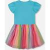 Bi-Material Dress With Mesh Skirt, Multicolored - Dresses - 4