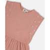 Crinkle Jersey Tunic With Embroidery, Dark Old Pink - Blouses - 4