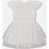 Bi-Material Dress With Glitter Hearts Skirt, Snow White - Dresses - 5