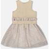 Bi-Material Belted Dress, Beige - Dresses - 3