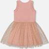 Bi-Material Dress With Mesh Skirt, Warm Old Pink - Dresses - 6