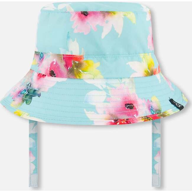 Beach Sun Hat, Turquoise And Pink Flowers