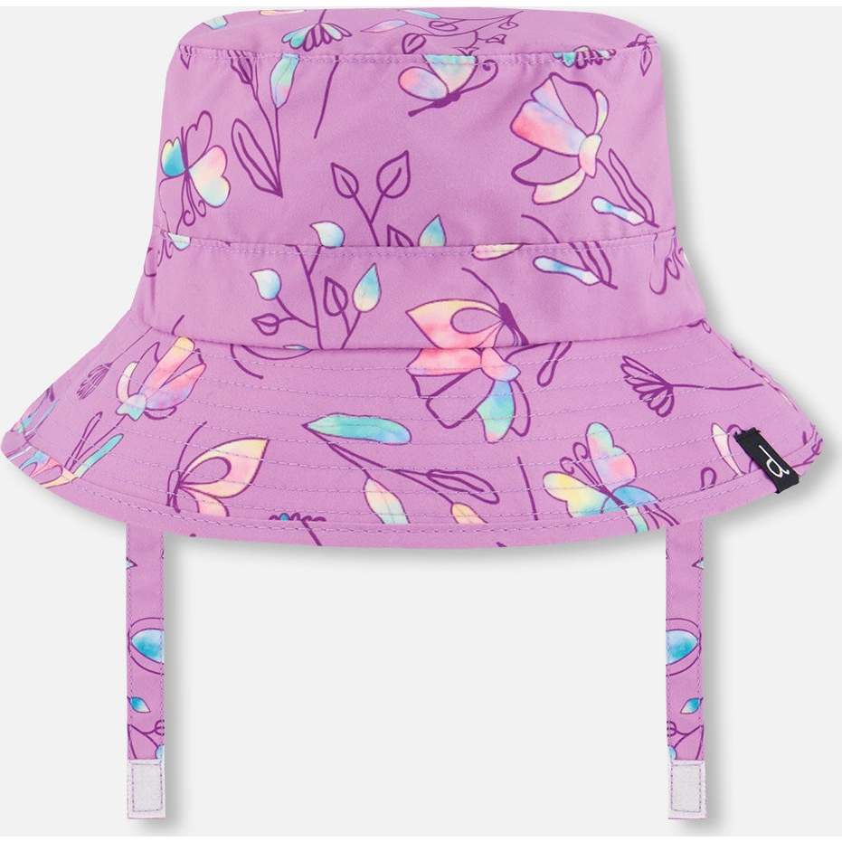 Beach Sun Hat, Old Mauve And Multicolored Butterflies - Hats - 1