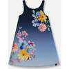 Beach Dress, Yellow, Pink Flowers On Navy Blue Background - Dresses - 1 - thumbnail