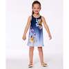 Beach Dress, Yellow, Pink Flowers On Navy Blue Background - Dresses - 2