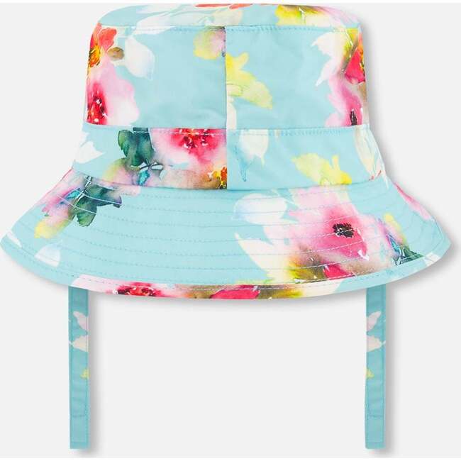 Beach Sun Hat, Turquoise And Pink Flowers - Hats - 4