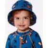 Beach Hat, Orange Sloths On Navy Blue - Hats - 3