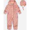 Baby Mid-Season One-Piece Outerwear With Hat, Small White Flowers On Pale Pink - Jackets - 1 - thumbnail