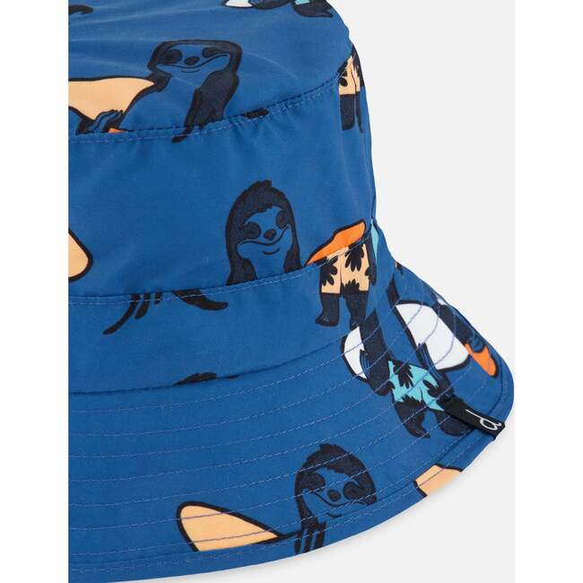 Beach Hat, Orange Sloths On Navy Blue - Hats - 5