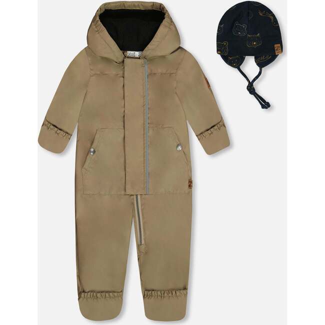 Baby Mid-Season One-Piece Outerwear With Hat, Taupe