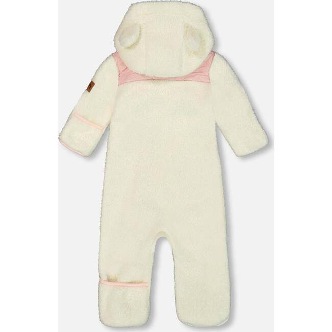 Baby One-Piece Sherpa Mid-Season Outerwear, Off-White And Pale Pink - Jackets - 4