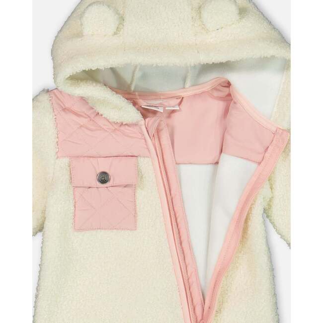 Baby One-Piece Sherpa Mid-Season Outerwear, Off-White And Pale Pink - Jackets - 6