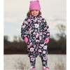 Baby Mid-Season One-Piece Outerwear With Hat, Pink, Black, And Flowers - Jackets - 2