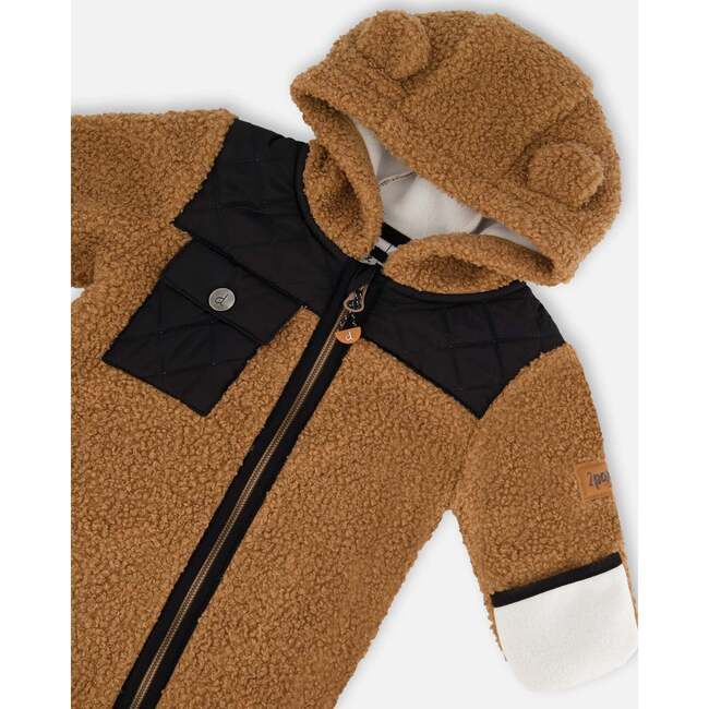 Baby One-Piece Sherpa Mid-Season Outerwear, Tan And Black - Jackets - 5