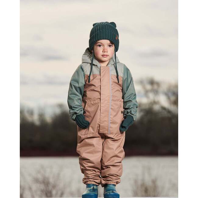 Baby Mid-Season One-Piece Outerwear With Hat, Pale Green, Sage, And Tan - Jackets - 2