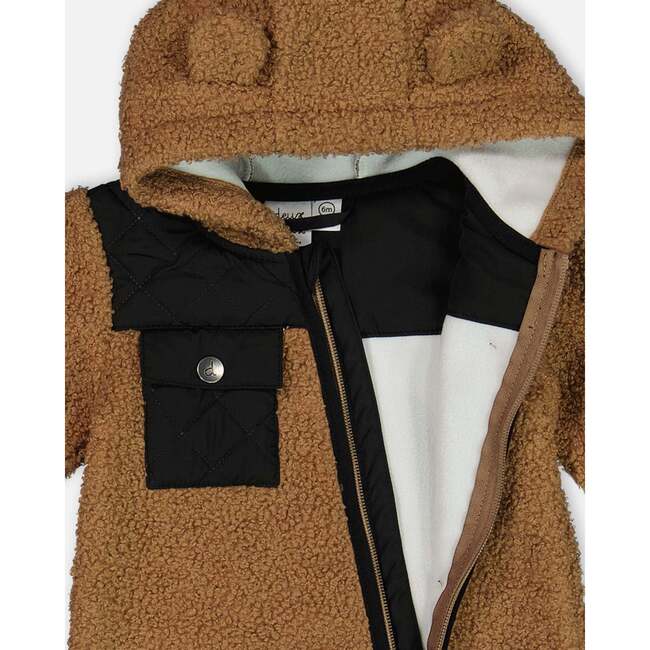 Baby One-Piece Sherpa Mid-Season Outerwear, Tan And Black - Jackets - 6