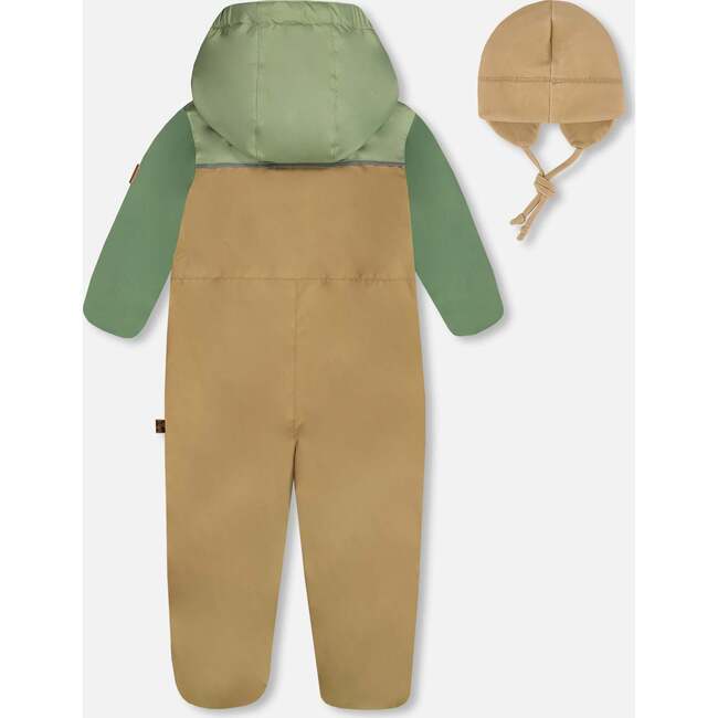 Baby Mid-Season One-Piece Outerwear With Hat, Pale Green, Sage, And Tan - Jackets - 3