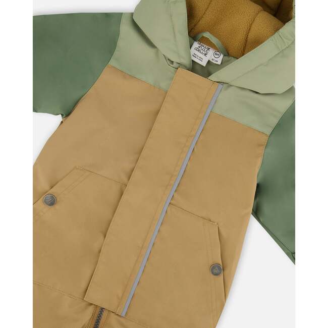 Baby Mid-Season One-Piece Outerwear With Hat, Pale Green, Sage, And Tan - Jackets - 4