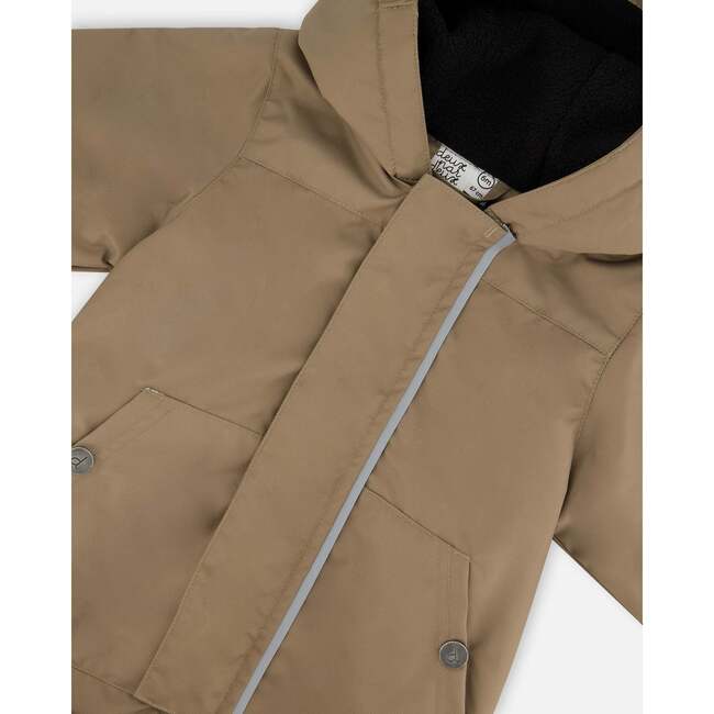 Baby Mid-Season One-Piece Outerwear With Hat, Taupe - Jackets - 4