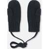 Baby Knit Mittens With String, Black - Gloves - 2