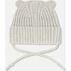 Baby Knit Hat With Strings, Off-White - Hats - 2