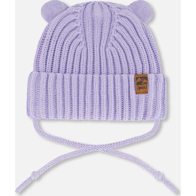 Baby Knit Hat With Strings, Lilac