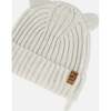 Baby Knit Hat With Strings, Off-White - Hats - 3