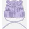 Baby Knit Hat With Strings, Lilac - Hats - 2