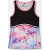 Athletic Tank Top, Black With Butterflies Printed - T-Shirts - 1 - thumbnail
